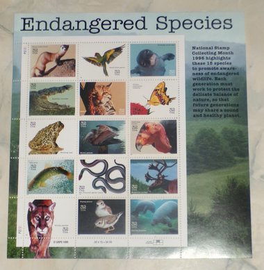 Mint 32c Stamp Sheet, Endangered Species, Scott Catalog #3105, 15 Stamps