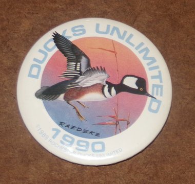 Ducks Unlimited Pinback, 1990, DU