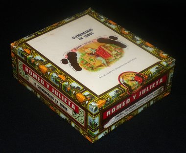 Vintage Cigar Box, Romeo y Julieta, 10 Clemenceus en Tubos