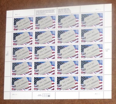 Mint 32c Stamp Sheet, MIA & POW, Prisoners of War, Missing in Action, Scott Catalog #2966