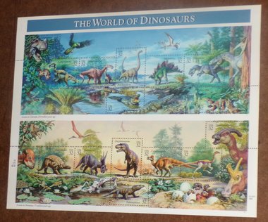 Mint 32c Stamp Sheet, The World of Dinosaurs, Scott Catalog #3136