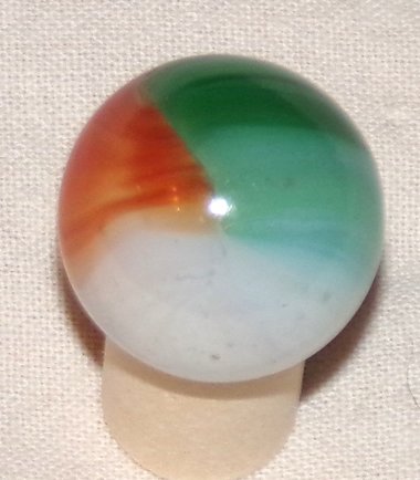 Vintage Akro Agate Marble, Tri-Color, .870"
