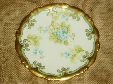 Gilded Floral Plate, Antique Rare Limoges France 