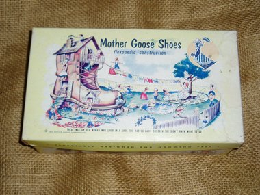 Vintage Advertising, 1954 Mother Goose Shoebox with Stamp Collection