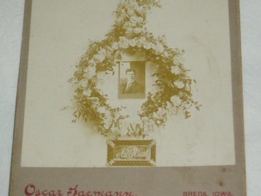 Rare Antique Cabinet Photo, Funeral Memorial Bouquet
