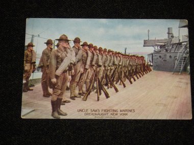Dreadnaught New York Postcard, Military Ships and Advertising Back, 1920's