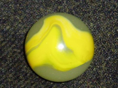 Vintage Glass Marble, Akro Agate Ace, Yellow, Large 1", Free USA Shipping