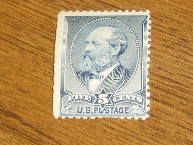 Rare Postage Stamp, 1888 James Garfield 5c Indigo Scott CV 700.00, Free USA Shipping