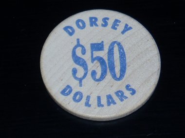 Vintage Wood Nickel, Dorsey 50.00, Lincoln Nebraska