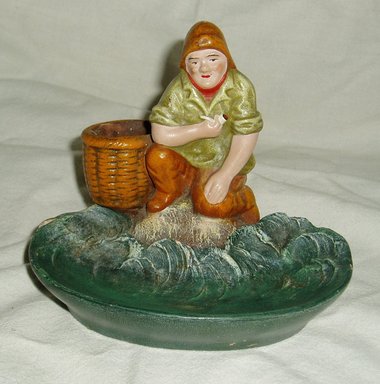 Dieppe France Pottery, Figural Bowl, Fisherman