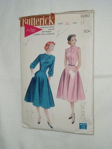 Vintage Butterick Pattern, Tailored Dress, 6060 Size 17