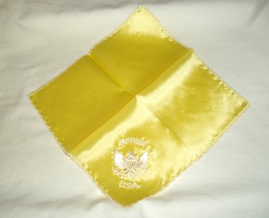 Army Mother Silk Hanky Hankie Handkerchief, Yellow