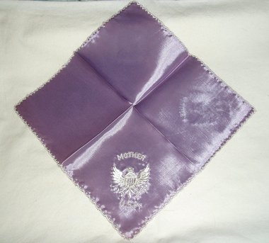 Army Mother Silk Hanky Hankie Handkerchief, Purple