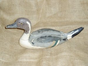 Vintage Duck Decoy, Louisiana Carver, Unusual 3-piece, Pintail, Free USA Shipping