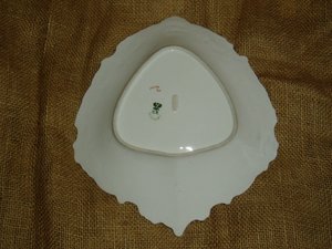 Carl Tielsch German Porcelain Bowl, Unusual Triangular Shape, Floral