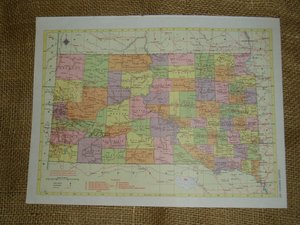Vintage Railroad Map, South Dakota and Tennessee Rail Lines, 1950's