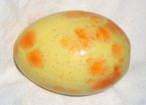 Ceramic Egg, Yellow with Orange Spots, For Home and Holiday Decorating, Second Egg Ships Free