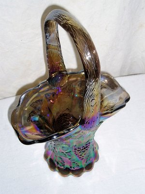 Rare Westmoreland Carnival Basket, Smoke Paneled Grape, Free USA Shipping