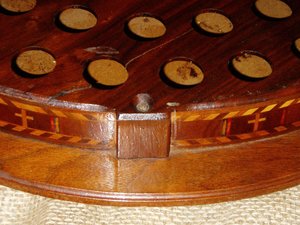 Antique Wood Inlaid Marquetry Communion Tray, Folk Art