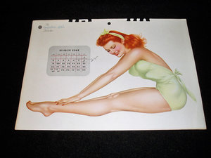 Pinup Calendar Page, Esquire March 1947 Vargas