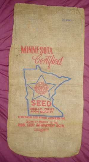 Burlap Sack, Minnesota Certified Seed, Map of State