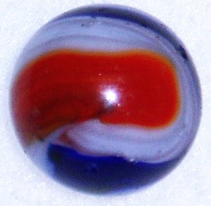Akro Agate Popeye Corkscrew Marble, Red Blue, .721" 23/32" Free USA Shipping