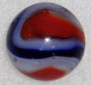 Akro Agate Popeye Corkscrew Marble, Red Blue, .721" 23/32" Free USA Shipping