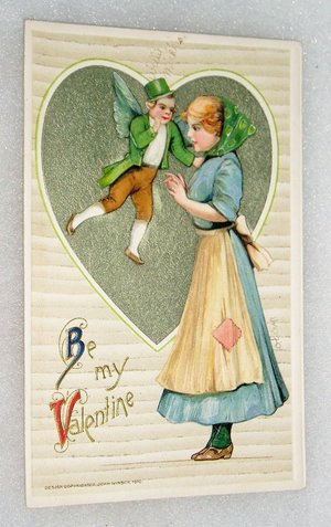Antique Valentine Postcard, Winsch Schmucker, Winged Cupid
