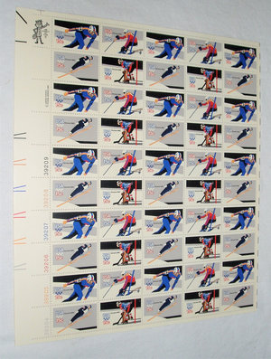 USA Mint Stamp Sheet, 15c x 50, Scott #1795A-1798A, 1980 Winter Olympics, Lake Placid NY, Vintage, 2nd Sheet Ships Free