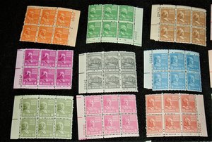 Postage Stamps, Plate Blocks Presidential Series, 1938, Scott Catalog #803-832, Add. Stamps Ship Free