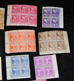 Postage Stamps, Plate Blocks Presidential Series, 1938, Scott Catalog #803-832, Add. Stamps Ship Free