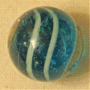Blue Based Lutz Marble, 19th Century German Swirl, .750", Free USA Shipping