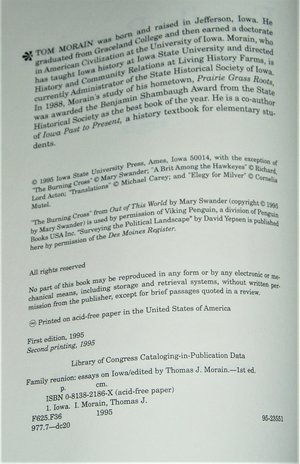 First Edition, Family Reunion, Essays on Iowa,