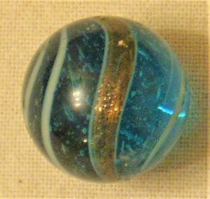 Blue Based Lutz Marble, 19th Century German Swirl, .750", Free USA Shipping