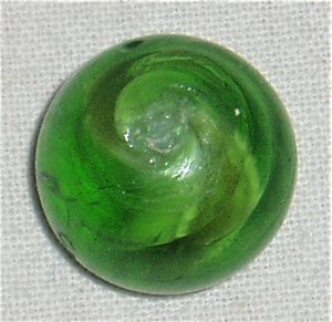 Antique Toy Marble, Ribbon Lutz in Green Glass, .678", Free USA Shipping