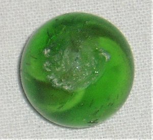 Antique Toy Marble, Ribbon Lutz in Green Glass, .678", Free USA Shipping