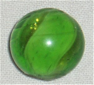 Antique Toy Marble, Ribbon Lutz in Green Glass, .678", Free USA Shipping