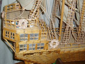 Matchstick Ship, Prison Art, Huge 5' One-Of-A-Kind, Local Pick-up Only