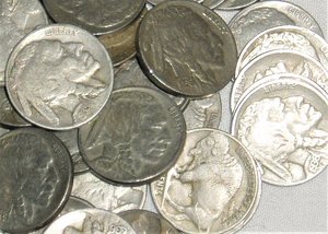 Buffalo Nickels x 10, Full Date, 1930's, Coin Collecting, Jewelry Supplies