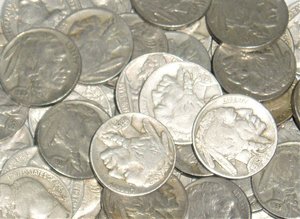 Buffalo Nickels x 10, Full Date, 1930's, Coin Collecting, Jewelry Supplies