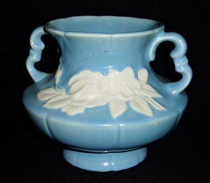 Weller Floral Vase, Blue and White