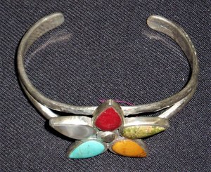 Cuff Bracelet, Large Star, Sterling Silver and Stones