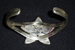Cuff Bracelet, Large Star, Sterling Silver and Stones