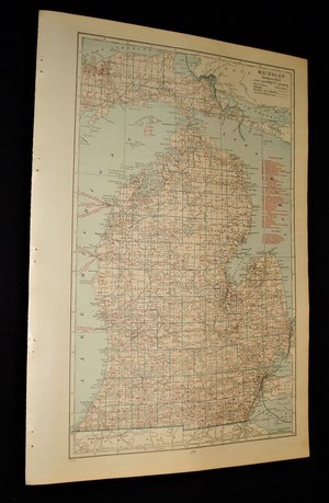 Map Page, Michigan, 1932, Large 13.5" by 19.75" 2 Full Pages