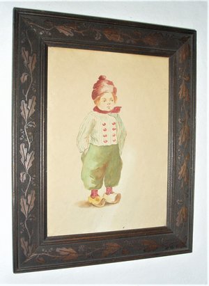 Antique Watercolors, Dutch Boy & Girl, Oak Leaf Frames