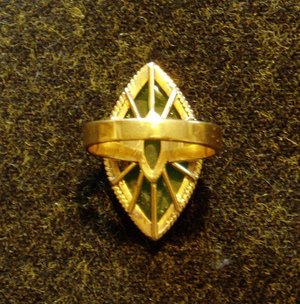 Ring, Gold Jade, 18K Yellow Gold.  Size 4.5, Free USA Shipping