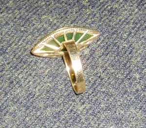 Ring, Gold Jade, 18K Yellow Gold.  Size 4.5, Free USA Shipping