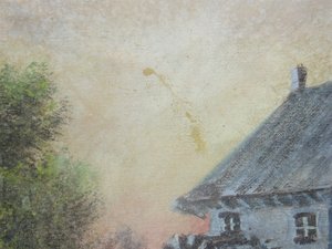 Antique Framed Painting, Old Mill, Signed