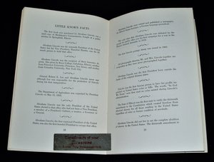 Signed First Edition, Little Known Facts...Abraham Lincoln and the Civil War