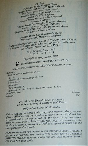 First Edition,  Jerry Baker - Plants Are Still Like People
